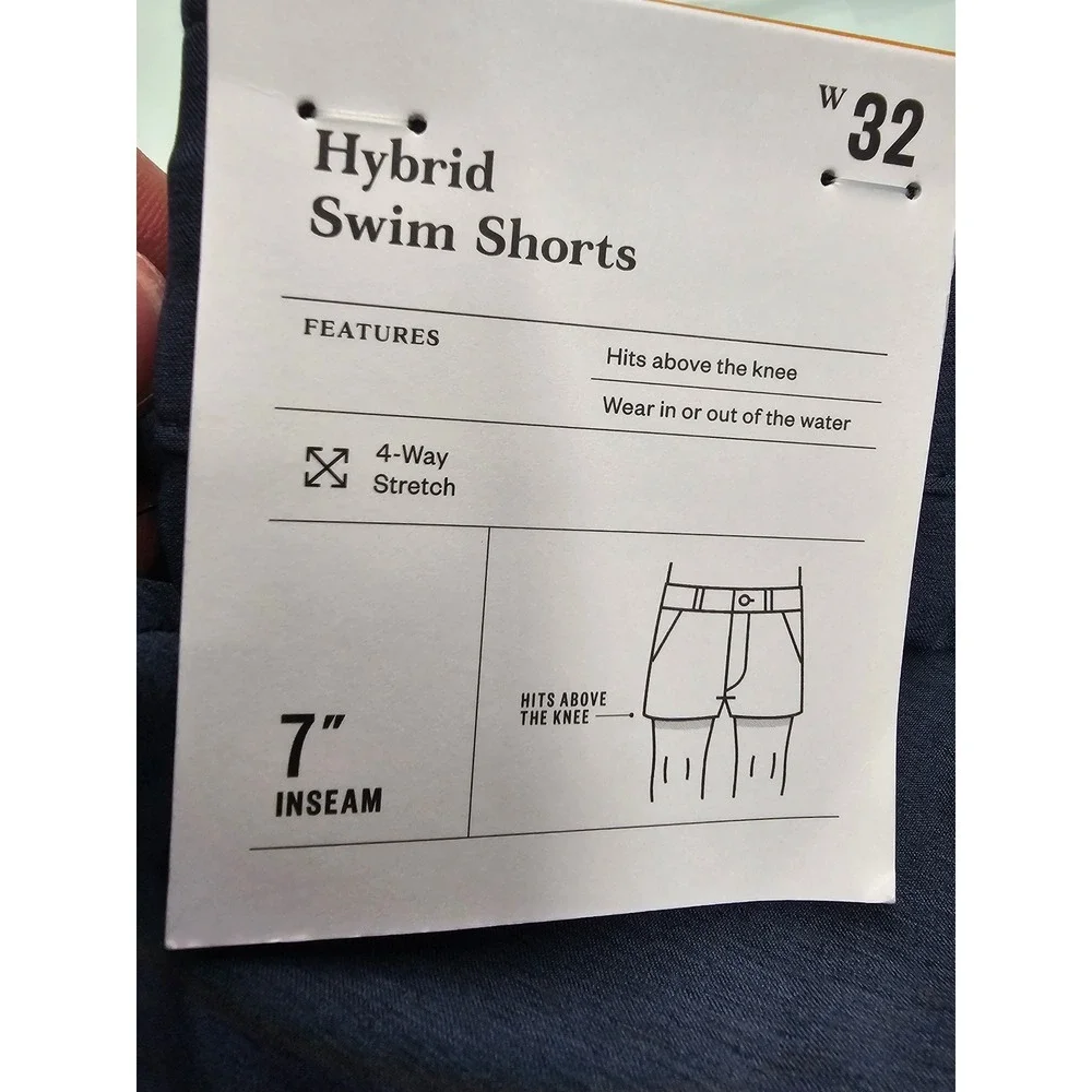 Goodfellow & Co Mens Hybrid Swim Shorts Blue Polyester Blend Casual Size 32